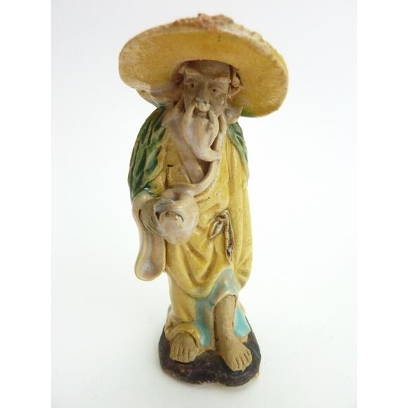 Vintage MUDMEN Old MAN CHINA MARK figurine 4" Chinese Asian Oriental COLLECTIBLE - Picture 1 of 7